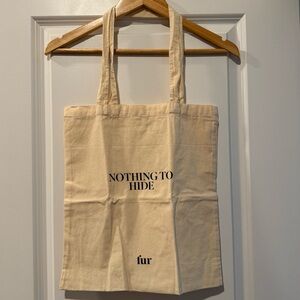 fur “Nothing To Hide” Canvas Tote Bag in Cream (A)